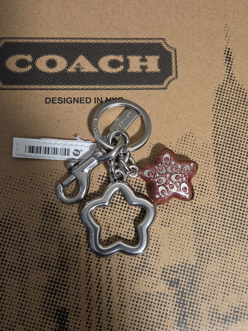 COACH Metal Signature Star Keychain Charm Sold Out Nwt